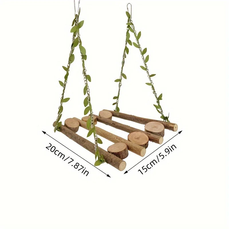 Natural Branch Bird Swing Parrot Toys Climbing Boardwalk Bird Toys Perched Bird Cage Accessories Swing Toy