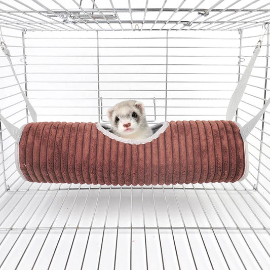 Hamster Cage Hammock Ferret Hide Tunnel Warm Rat Small Animals Play Tube Swing Sleeping Hanging Bed Nest Hideaway Toy