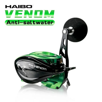 HAIBO VENOM Anti-saltwater Fishing Reel Deep Sea Iron Plate Baitcasting Reel 8+1BB Water Drop Wheel Max Drag 12KG