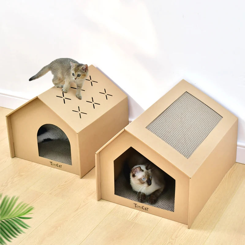 Cats Scratcher Lounge for Indoor Cat Cardboard Scratching Toy Paper Cat House with Scratch Pads