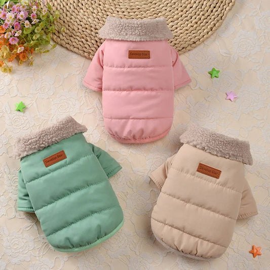 Thick Warm Pet Dog Clothes Chihuahua Pug Clothing With Fur Collar Winter Dog Coat Jacket Clothes For Small Medium Dogs Cats