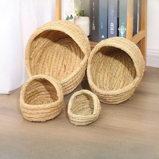 1P Grass Woven Bird Pigeon Nest Carrier Rabbit Grass Nest Grass Mat Hamster Accessories Slippers Rabbit Nest Winter Pet Supplies