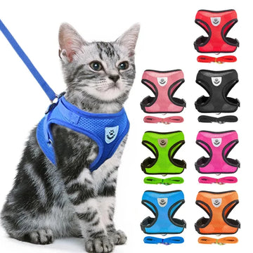 Cat Harness Lead Leash For Walking Escape Proof Adjustable Mesh Vest Harness Puppy Dog Collar For Small Medium Dog Pet Supplies