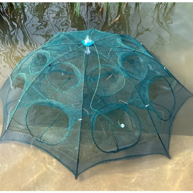 24/20/16/12/10/8/6/4 Holes Portable Fishing Net Shrimp Cage Nylon Foldable Fish Trap Folding Outdoor Automatic Collapsible