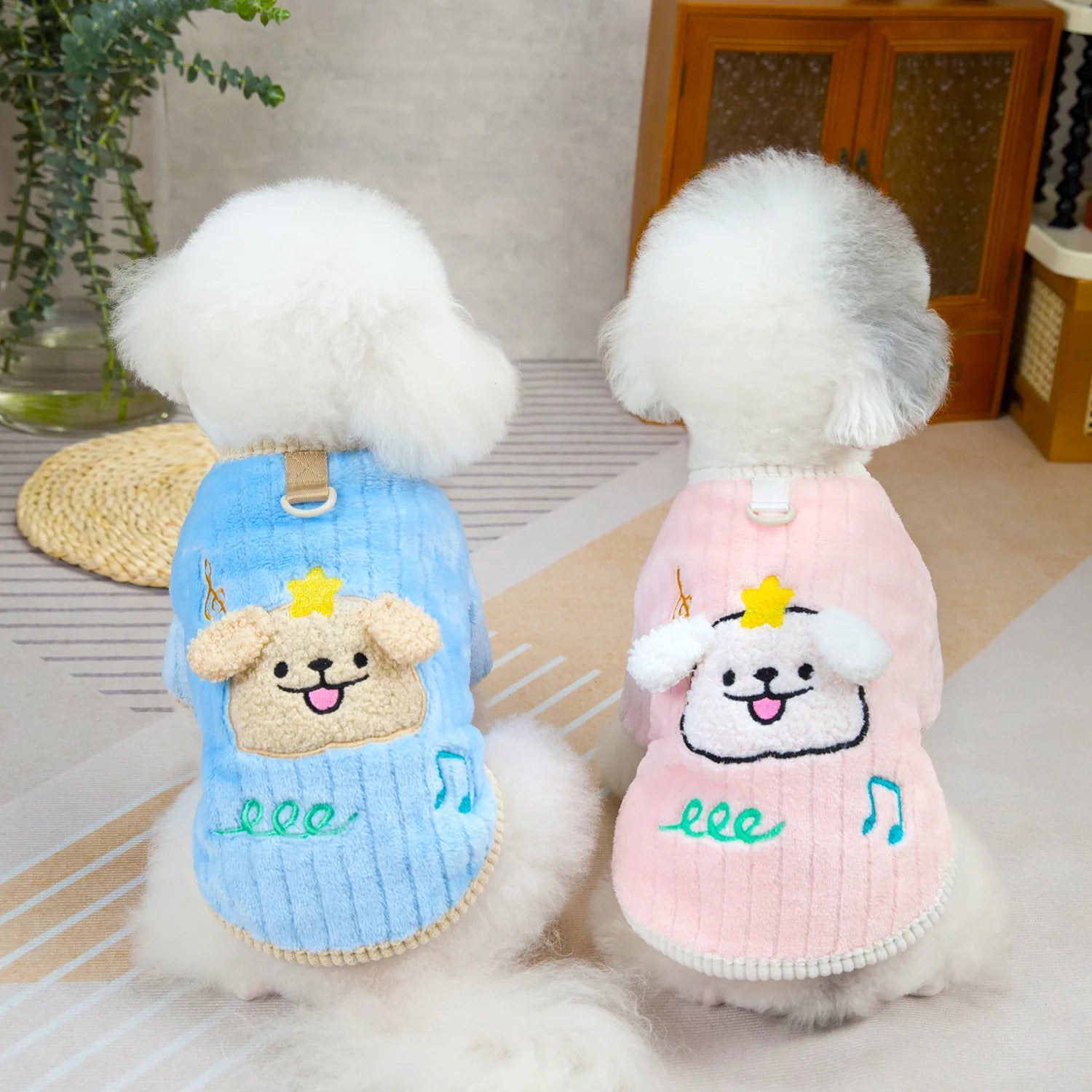 Dog Plush Coat Pet Stripe Hoodie Small Cat Autumn/Winter Warm Teddy Dogs Two Leg Velvet Dog Clothes for Small Dogs