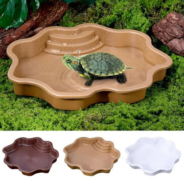 Turtle Pool Large Reptile Turtle Bathing Tub Feeding Bowl Lizards Habitat With Ramp Tortoise Feeder Bowl for Small Geckos Turtle