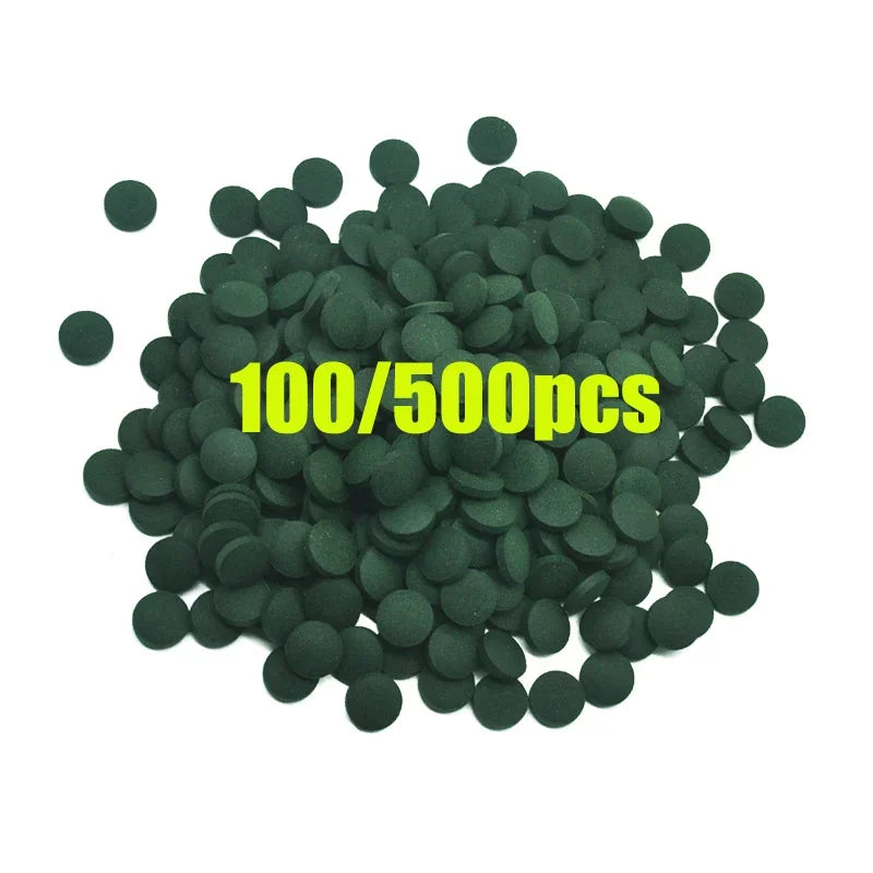 100pcs High Purity Spirulina Tablets Spiral Seaweed Enrichment Favorite Pets Food Fish Crystal Red Shrimp Fish Food Aquarium
