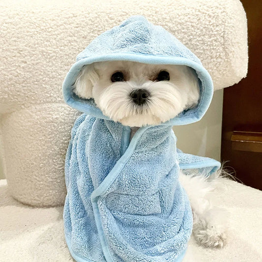 Dog Cloak Blanket Can Be Worn for Bathing Drying Bathrobe Bath Towel Thick Absorbent Towel Teddy Bear Schnauzer Puppy Clothes