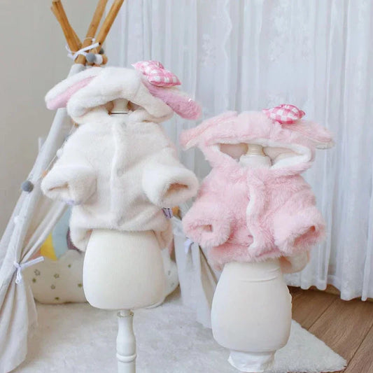 Pet Cute Love Rabbit Coat Dog Transformation Clothes Dog Cat Autumn/Winter Plush Rabbit Hair Ears Love Clothes Teddy Bears