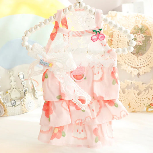 Dog Anti-hair Clothing Spring and Summer Thin Cat Princess Dress Lace Cake Multi-layer Dress Small Dog Teddy Pet