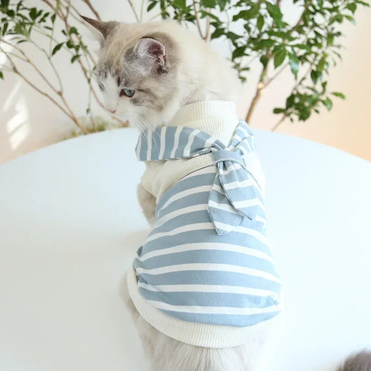 2021 Scarf Striped Couple Suit Cat One-piece Dress Dog Pet Clothes Dog Clothes for Small Dogs Supplies Dog Summer Clothes