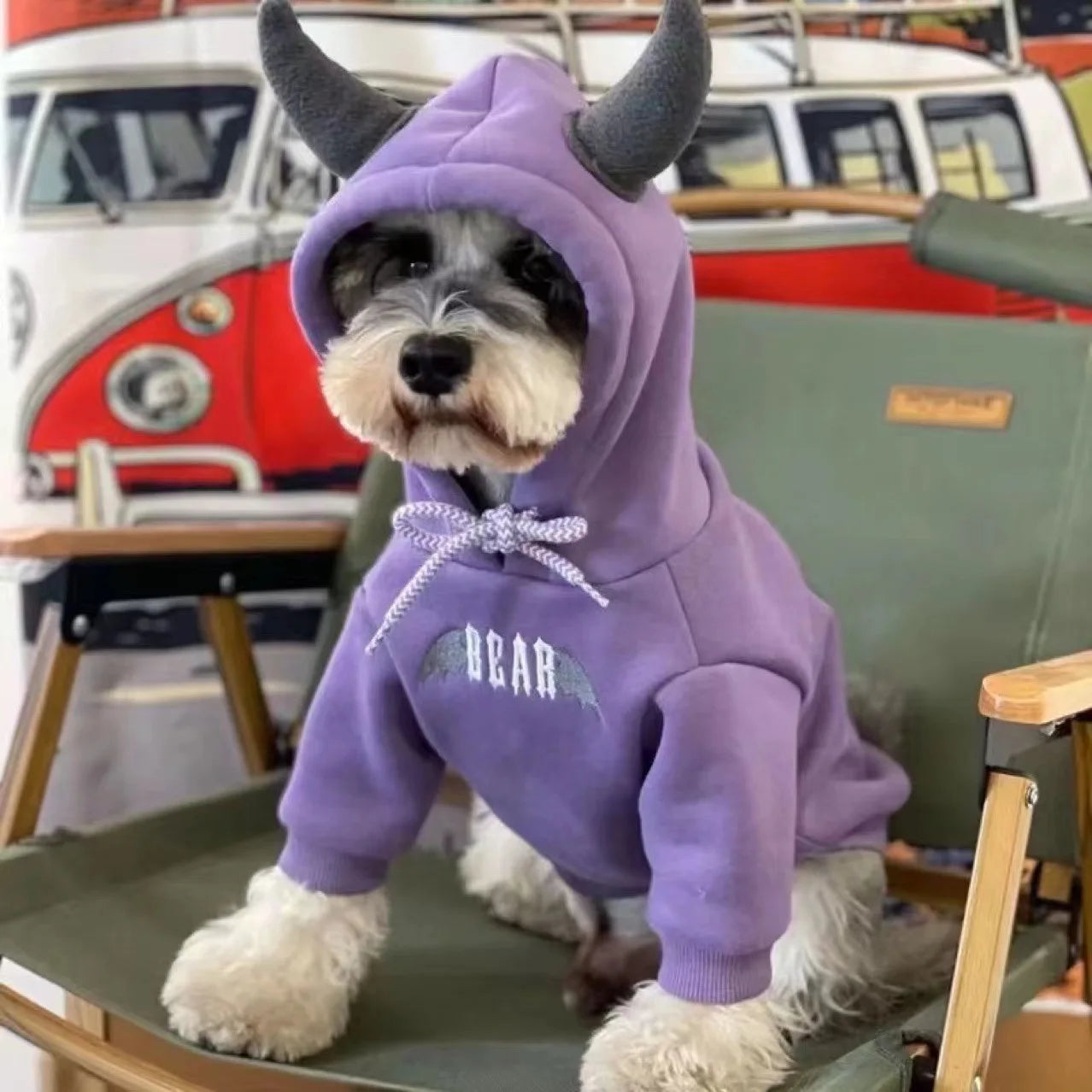 Dog Hooded Cat Winter Clothes Pet Fleece Hoodie Hooded Horn Thickened Compared To Bear Schnauzer Clothes Puppy Clothes