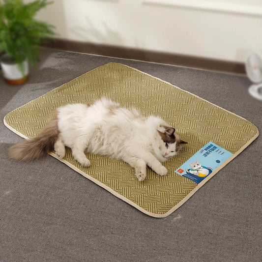 Summer Pet Cooling Mat: Dog/Cat Sleeping Pad, Rattan Cooling Mat for Cats and Dogs, Cooling Pet Supplies