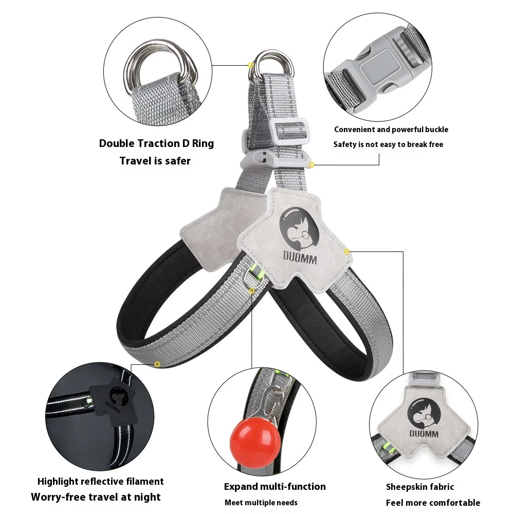 Y-Shaped Dog Harness Saddle Style Breathable Reflective No-Pull Pet Vest Comfortable Lightweight Anti-Pull for Small Medium Dogs