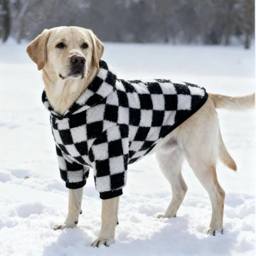 Autumn Winter Pet Dog Clothes Soft Warm Fleece Coat For Medium Large Dog Fashion Chessboard Hoodie Large Dog Labrador Clothing