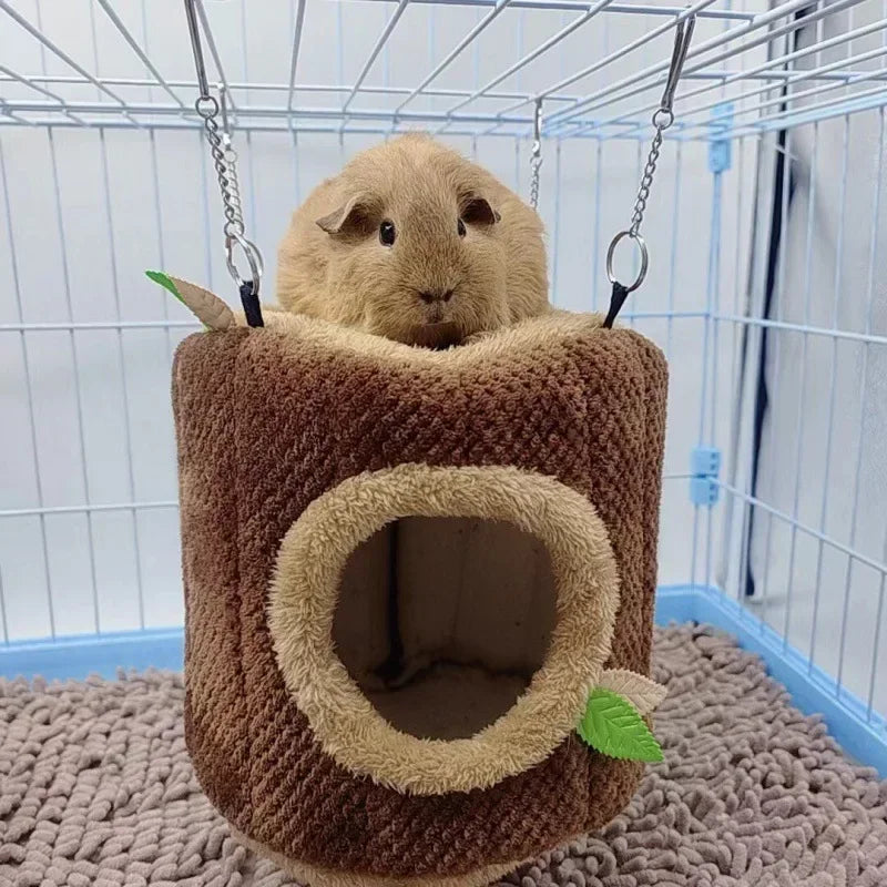 Tree Stump Shape Hammock Small Animals Pet House Hamster Nest Guinea Pig Ferret Squirrel Rabbit Winter Warm Cotton Hang Beds