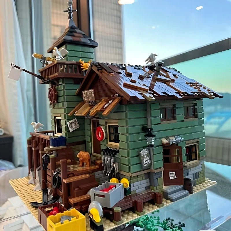 2645 Pieces of Abs Material Mixed-Color Fisherman's Hut, Creative and Precise Building Block Assembly, a Holiday Gift That Exercises Manual Patience and Concentration