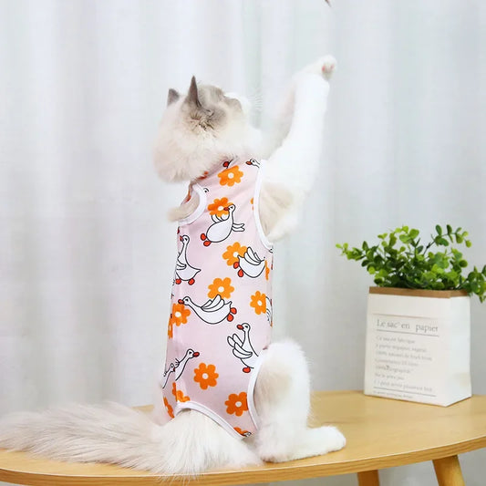 Pet Cats Weaning Clothes Breathable Elastic Vest Wound Protection Clothes Anti-mite Soft Cat Weaning Suit Clothing Pets Supplies