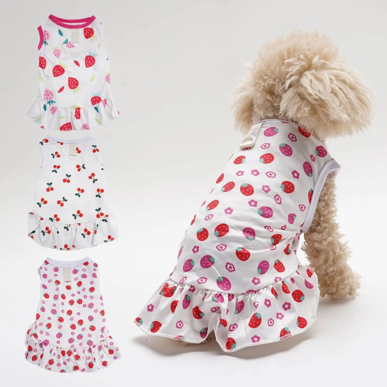 3 Pack Spring/Summer New Pet Clothes Floral Print Dog Dress with Pleated Skirt for Bichon And Cats Pet Apparel