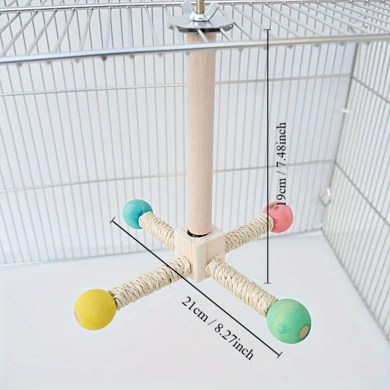 Rotating Bird Perch Stand with Bearing for Parrots - Durable Cork Material, Interactive Enrichment Play Toy for Cage Bird Toys