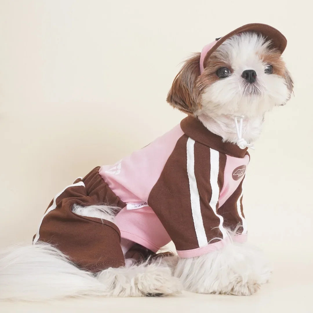 Pet Jumpsuit for Autumn and Winter Snowy Bear Cute Sports Sun Hat Small Dog Cat Four Legged Sportswear Puppy Clothes