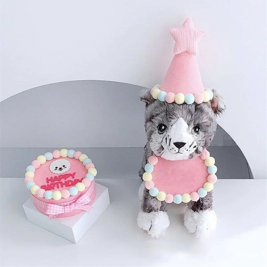 Ice Cream Color Small Pet Dog Cat Cute Birthday Hat Star Birthday Party Bib Drool Pocket Dog Birthday Dog Hats Cat Accessories