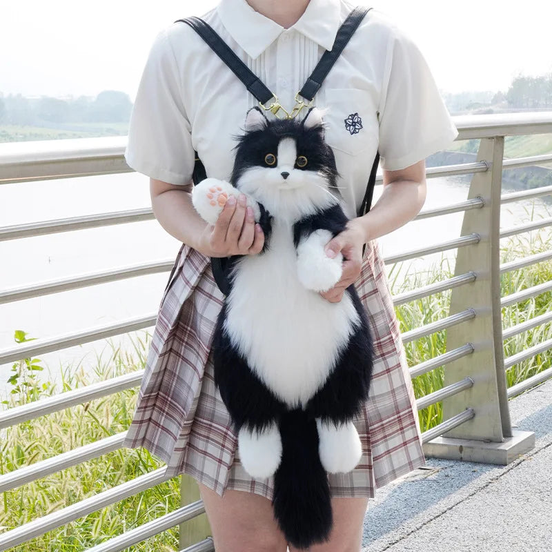 2025 Fashion Black Cat Backpack Super Cute Birthday Gifts Interactive Companion Robot Cat Pets,Handmade Weighted Stuffed Animals