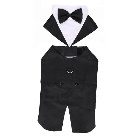 Stylish Dog Tuxedo Suit Dog Prince Wedding Shirt Costume Formal Tuxedo with Bowtie Puppy Clothes Dog Jumpsuit for Small Dogs