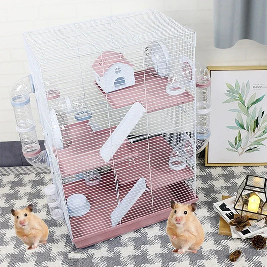 Hot Sell 70cm large 4 story luxury plastic blue wire metal small animal pet ferret hamster house cage with accessories