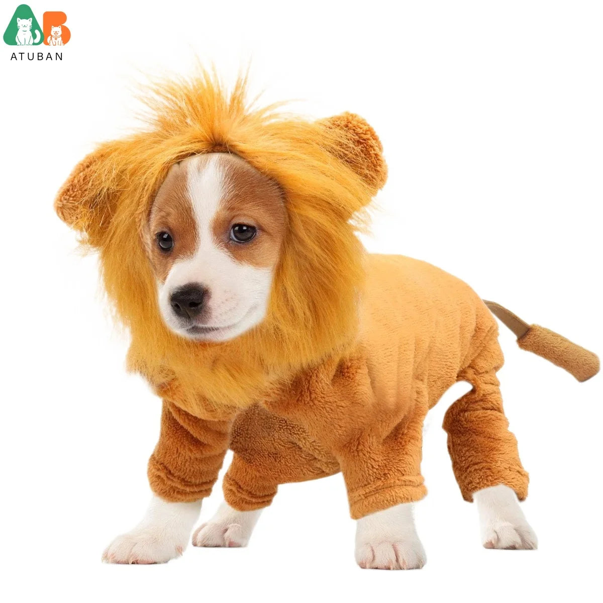 ATUBAN Dog Lion Costume Pet Clothes for Party Simulation Lion Pet Outfits,Cosplay Dress up Pet Lion Hoodie Cat Costume for Party