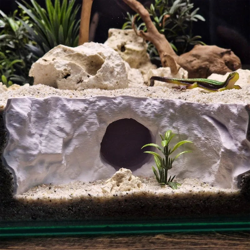 Premium Dual-Use Reptile Aquatic Hideout Cave Tunnel | Pet Habitat Decor for Gecko Crab Fish Shrimp Aquarium Terrarium
