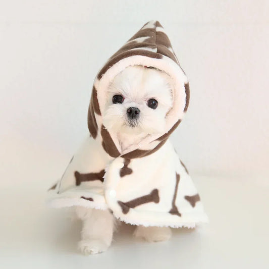 Pet Cloak Pajama Autumn and Winter Thickened Cotton Clothes Dog Cloak Teddy Pet Clothes Household Dog Clothes Dog Jacket