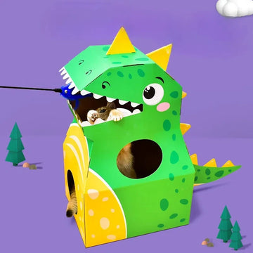 Dinosaur Cardboard Cat House with Scratcher unique design cat scratching house cat bed scratching mat