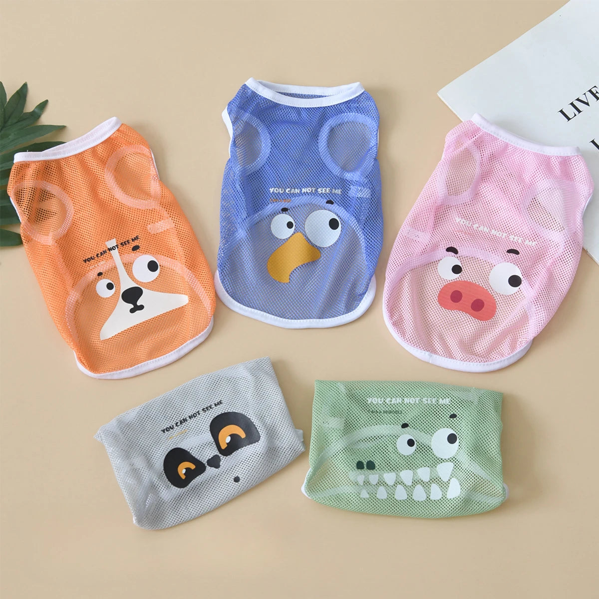 Dog Clothes Spring Summer Cool Mesh Vest Than Bear Golden Hair Corgi Thin Breathable Cartoon Print Vest