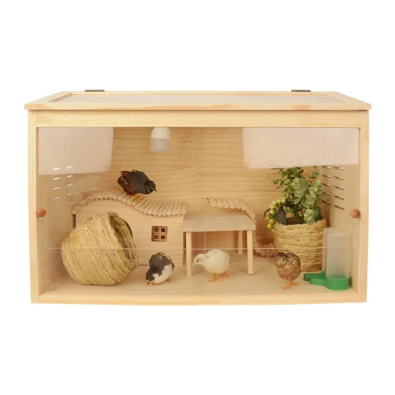 Wooden Hamster Cage Animal Cabinet Hamsters with Openable Top and Large Acrylic Sheets Wooden Hamster Habitat