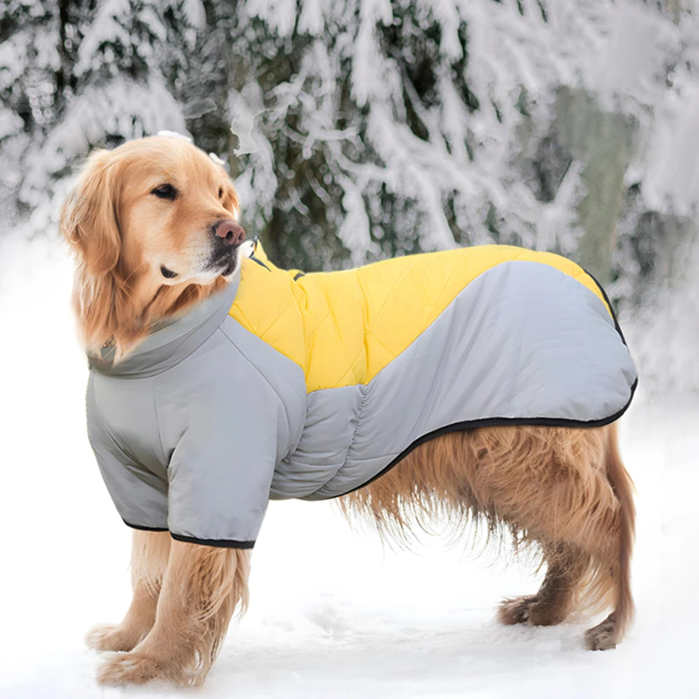 Warm Dog Jacket for Winter Cold Weather, Soft Waterproof Reflective Medium Large Dog Jacket Coat Vest with Sleeves High Collar