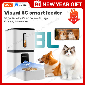 8L Automatic Smart Food Dispenser Timer ABS Bowl Auto Dog Cat Pet Feeding HD Camera WiFi Auto Feeder With TuyaAPP remote control