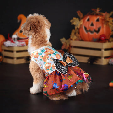 New Fun Dog Halloween Costume Pet Lace Hair Proof Dress Dog Clothes Gift