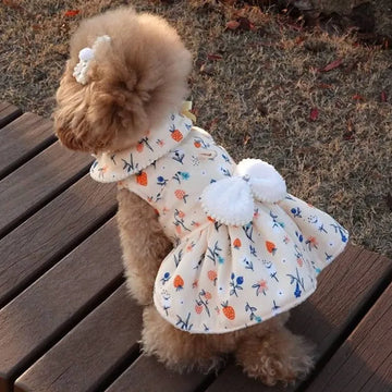 Autumn Winter Warm Thick Dog Clothes Bow Skirt Cute Sweet Cat puppy Dress Pet Clothes For Teddy Yorkie Chihuahua Pet Accessories