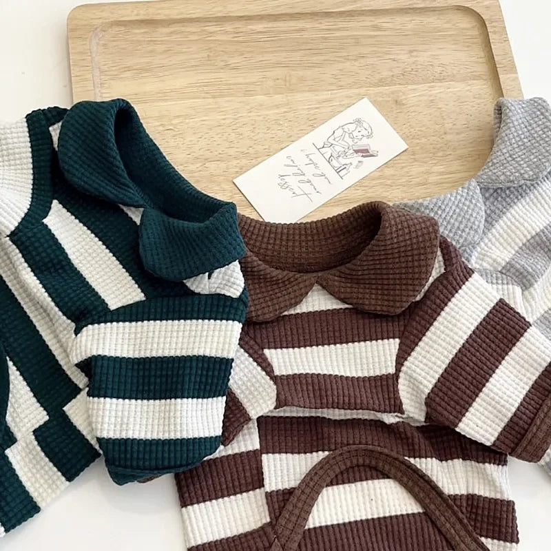 Pet Collar Striped Base Shirt Teddy Bear Clothes Small Puppy Yorkshire Cat Pet T-shirt Puppy Clothes Dog Hoodie for Small Dogs