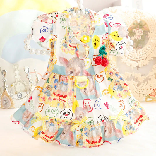 Dog Hair Prevention Clothes Spring/Summer Thin Cat Princess Dress Beach Holiday Dress Romantic Small Dog Teddy Pet