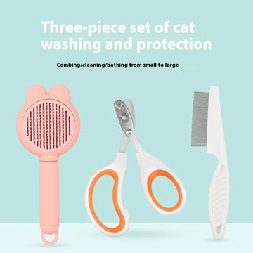 Cat Grooming Supplies 3 piece set include Round Hole Cat Nail Clippers  Pet Comb Pet Grooming Brush Flea prevention tools