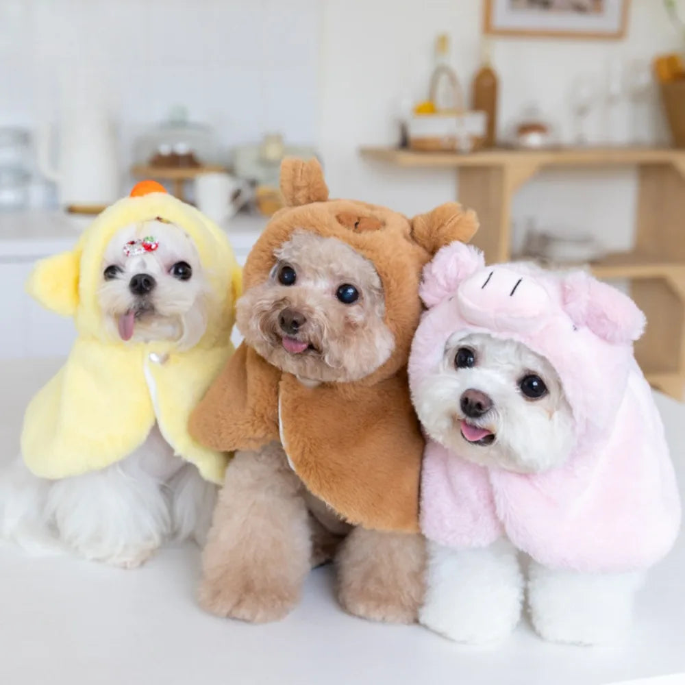 Pet Autumn and Winter Plush Cloak Animal Funny Transformation Outfit Warm Cloak Cat and Dog Pet Coat Blanket Puppy Clothes