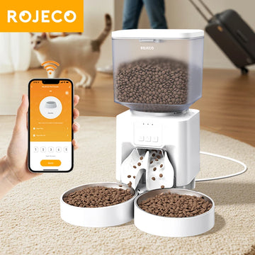ROJECO 4.5L Automatic Dog Feeder WIFI Version Smart Cat Food Kibble Dispenser APP Remote Control Pet Feeder For Dog Cat Supplies