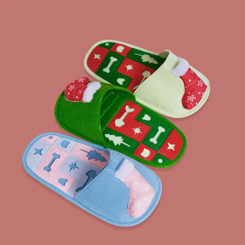 Pet Felt Slippers Hidden Food Toys Bite Resistant Cats Dogs Slow Food Training Puzzle Slippers Pet Christmas Toys Sniffing Pads