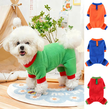 Autumn Winter Dog Warm Fleece Jumpsuit Pet Clothes Dog Hoodies Soft Coat for Small Medium Dog Puppy Cat Clothing with Leash Ring