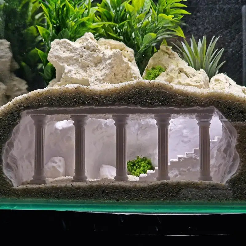 [JN] Fish Tank Underground Cave For Fish Shrimp Reptile Shelter Hiding Houses 3D Printing Tunnel Aquarium Decoration Landscape