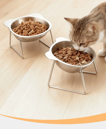 Stainless Steel Cat Bowl Stand Water Bowl Neck Protection Anti-Spill Raised Dog Bowl Pet Feeding Rack
