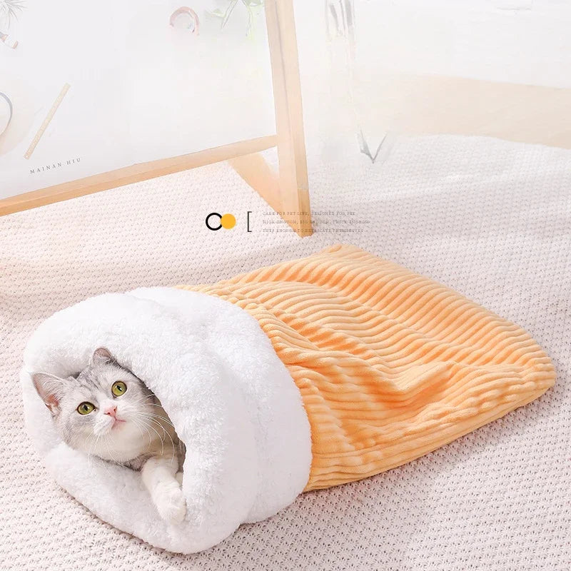 Warm Cat Sleeping Bag Soft dog Bed Comfortable Tunnel Cat Nest Closed Pet House For Cats Lovely Cat Accessories