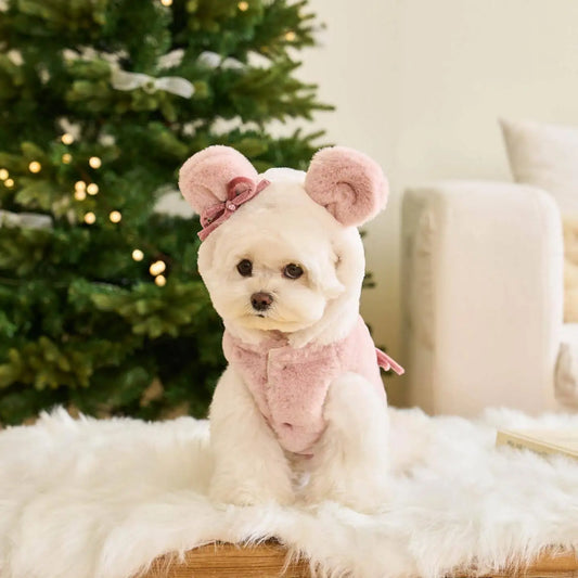 Pets Plush Hooded Jackets Dog Clothes Winter Clothes Warm and Thick Plush Teddy Cats Puppy Clothes Dog Jacket Can Be Pulled